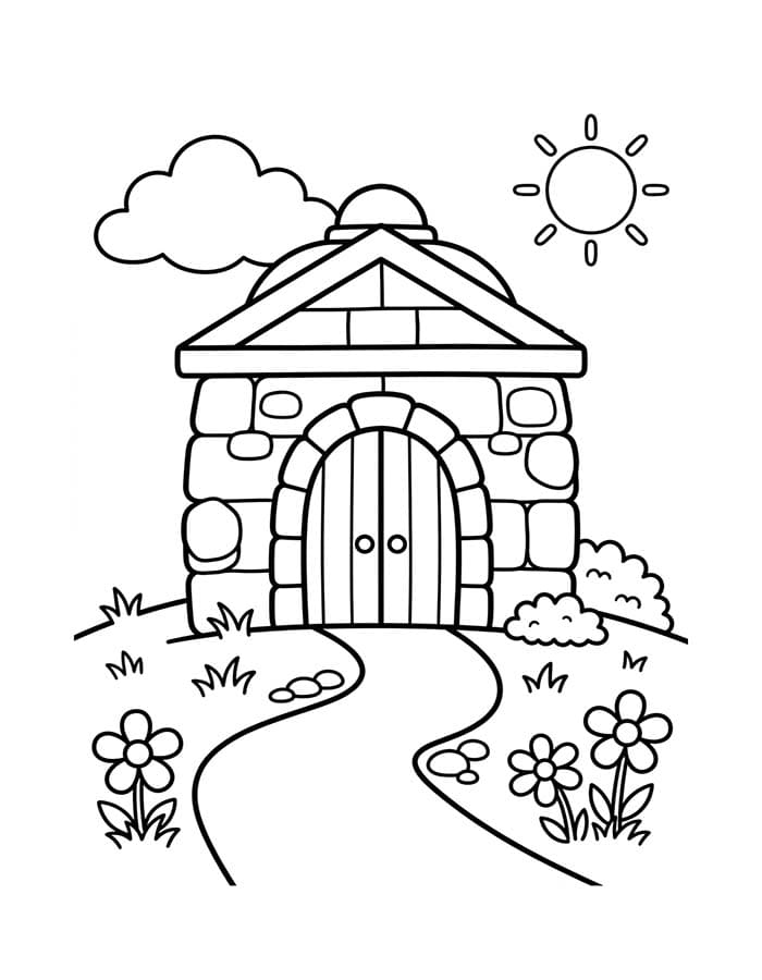 Zeichne Friedhof zum Ausdrucken
