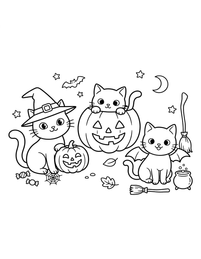 Zeichne Halloween Katze