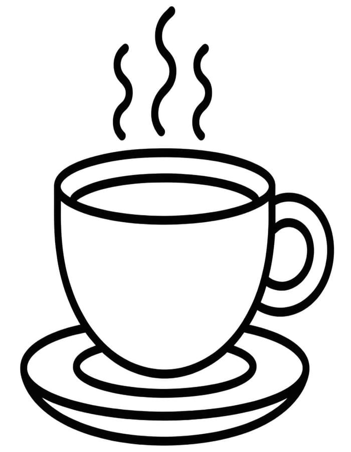 Zeichne Kaffee druckbare schlicht