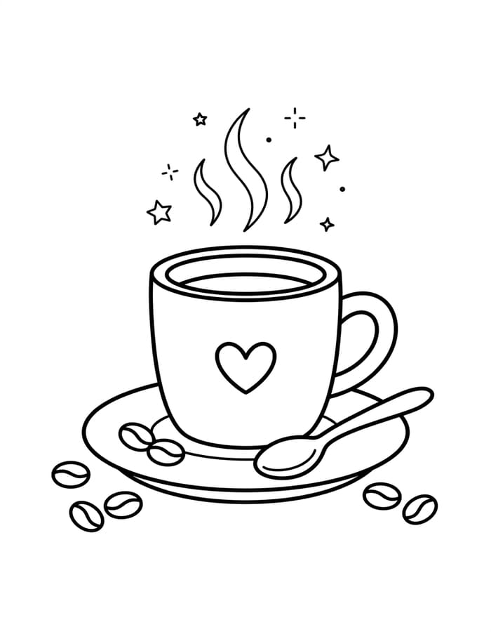 Zeichne Kaffee kostenlos druckbare