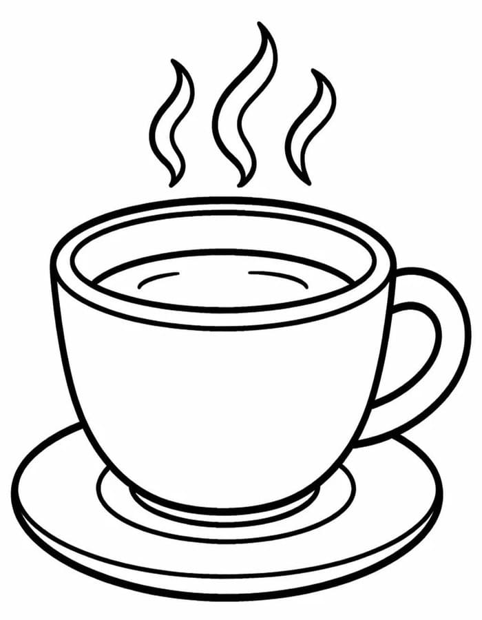 Zeichne Kaffee kostenlos druckbare schlicht