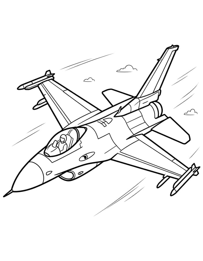 Zeichne Kampfjet basisch