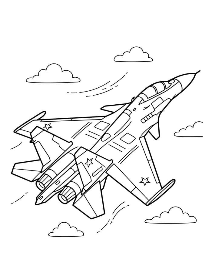 Zeichne Kampfjet druckbare basisch