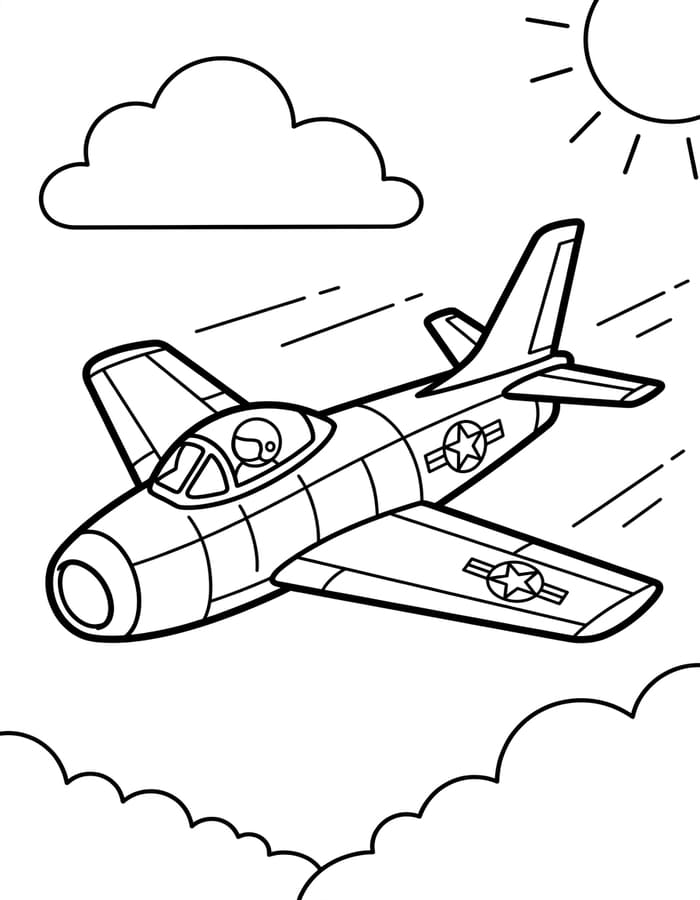Zeichne Kampfjet druckbare einfach