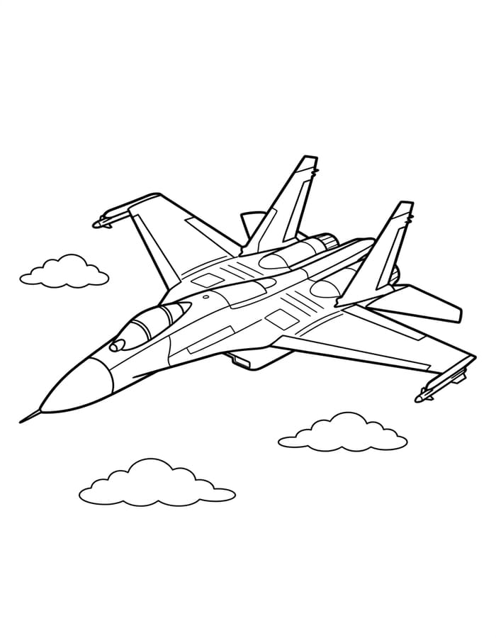 Zeichne Kampfjet für Kinder