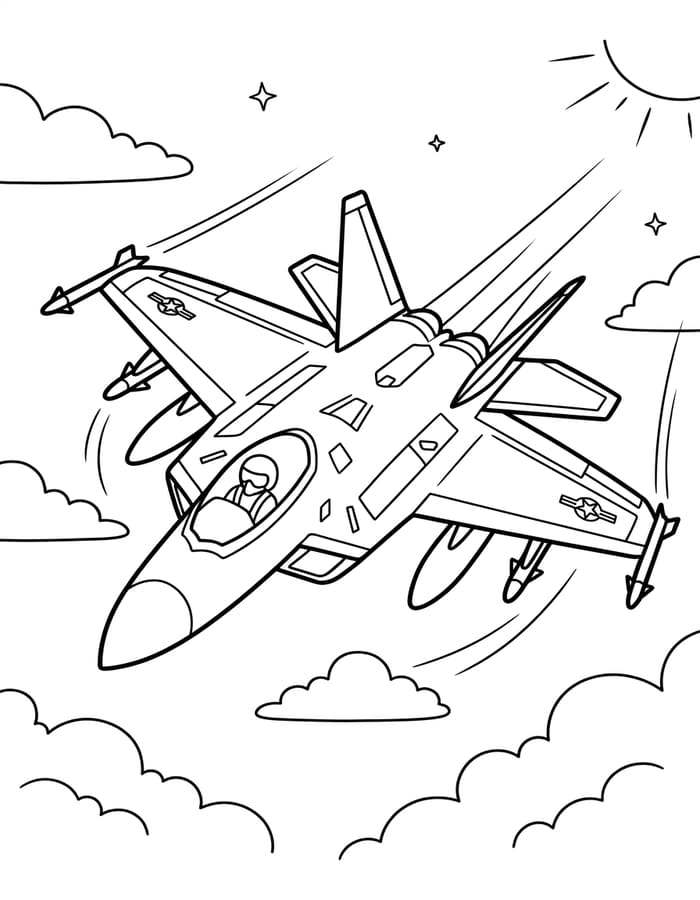 Zeichne Kampfjet kostenlos