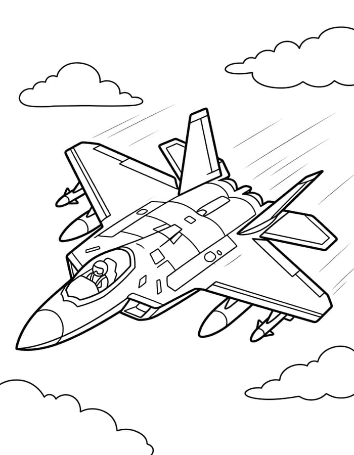 Zeichne Kampfjet kostenlos druckbare