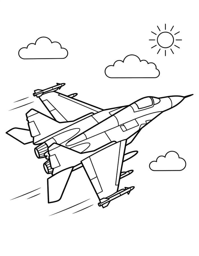 Zeichne Kampfjet kostenlos einfach