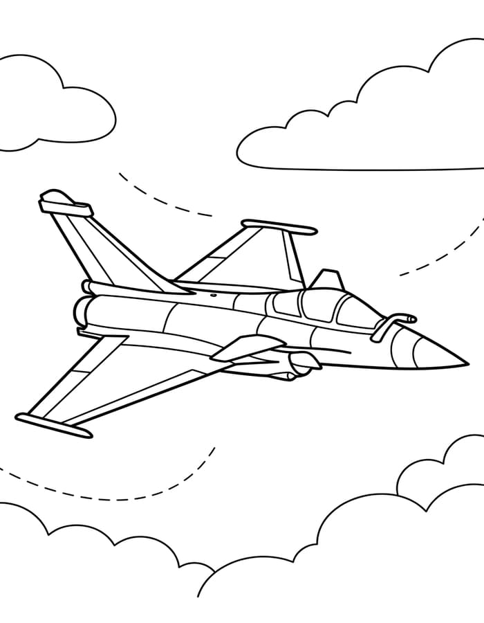 Zeichne Kampfjet schlicht