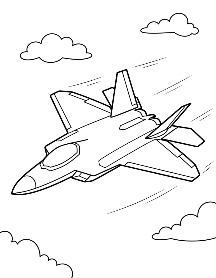 Zeichne Kampfjet zum Ausdrucken