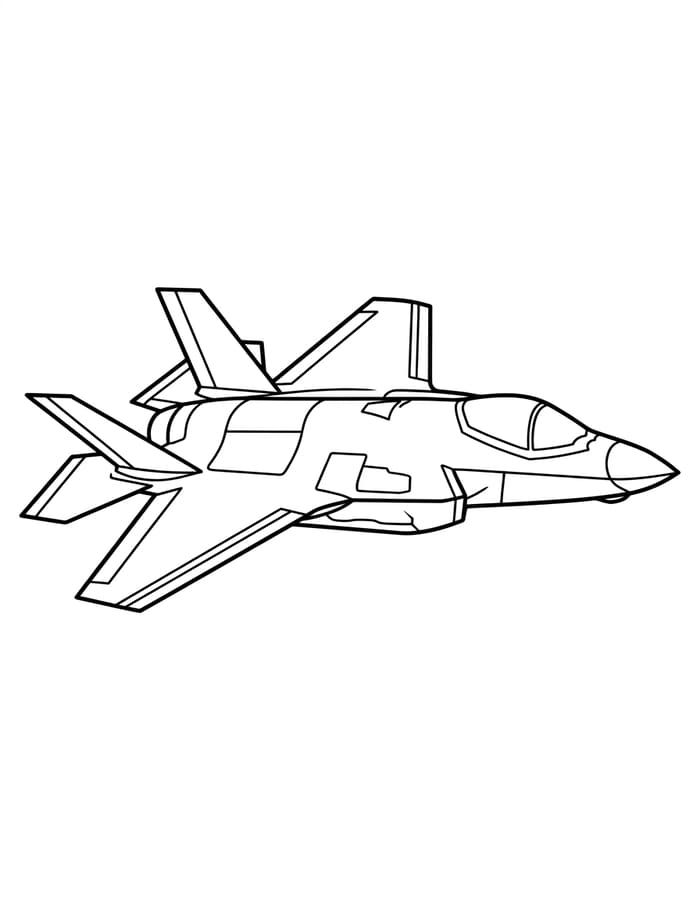 Zeichne Kampfjet zum Ausdrucken für Kinder