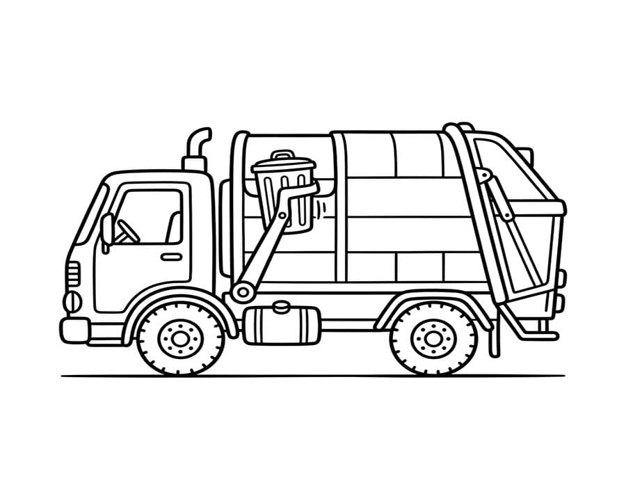 Zeichne Müllauto druckbare basisch