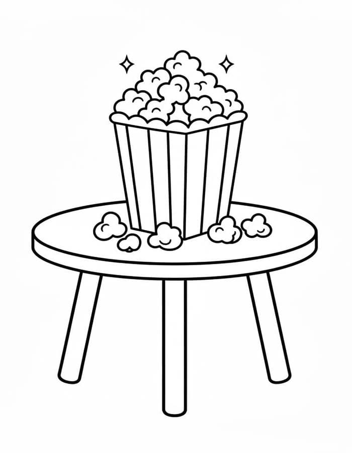 Zeichne Popcorn basisch