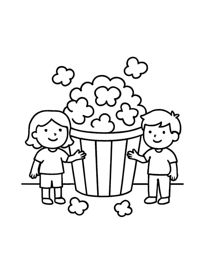 Zeichne Popcorn druckbare basisch