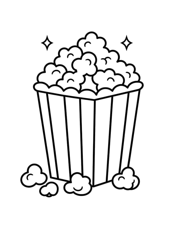 Zeichne Popcorn druckbare schlicht