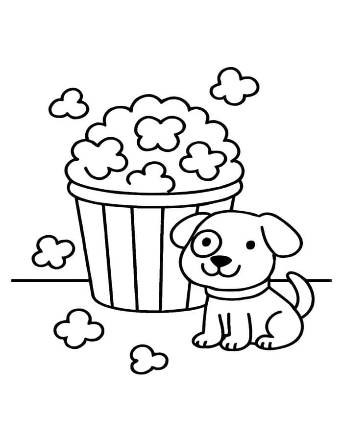 Zeichne Popcorn zum Ausdrucken für Kinder