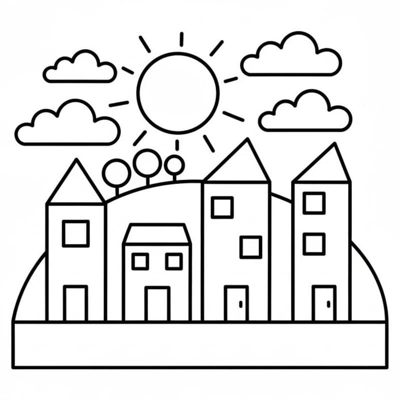 Zeichne Stadt einfach