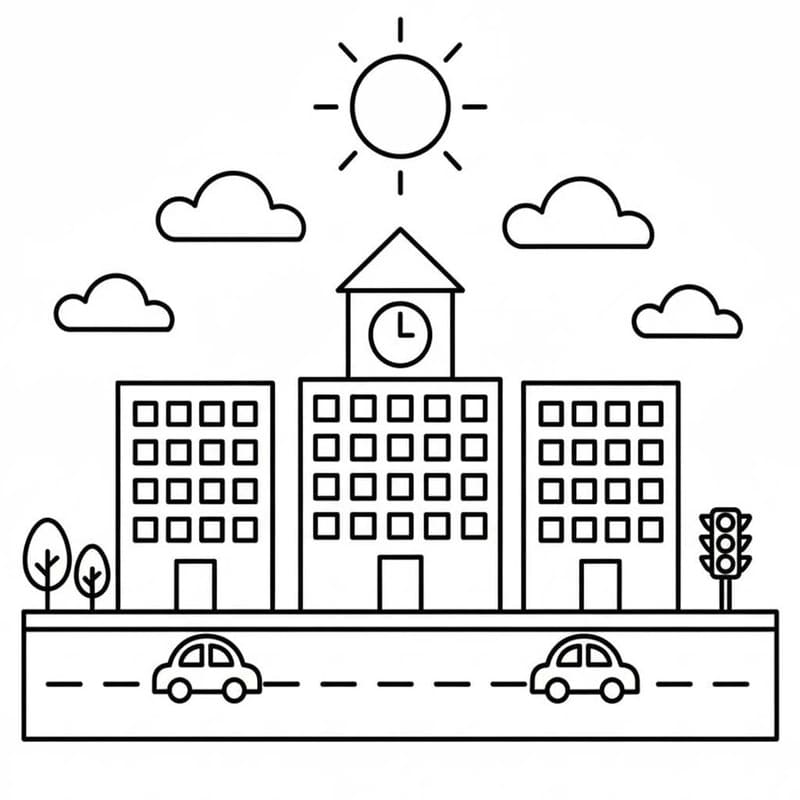 Zeichne Stadt schlicht