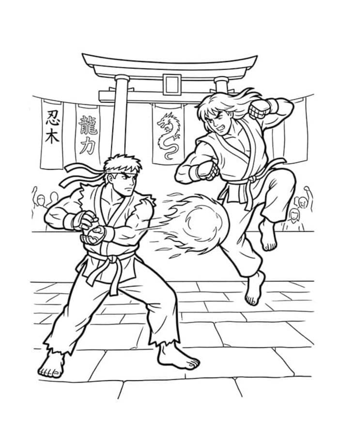 Zeichne Street Fighter druckbare
