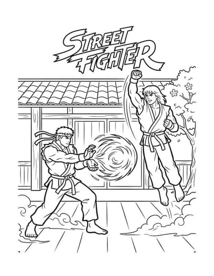 Zeichne Street Fighter druckbare basisch