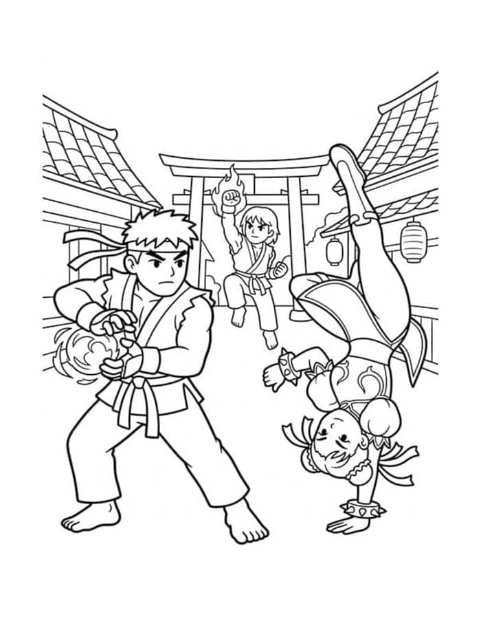 Zeichne Street Fighter kostenlos druckbare basisch