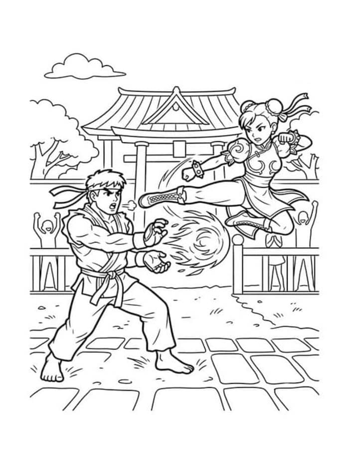 Zeichne Street Fighter zum Ausdrucken